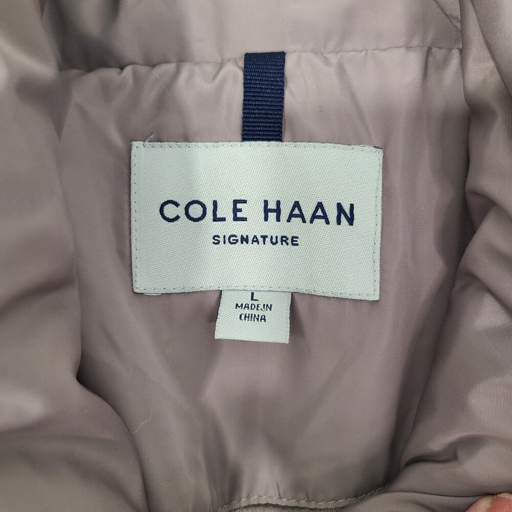 Cole Haan Puffer Coat Women's Large Oversized Collar Belted Long Down Filled - Picture 3 of 16